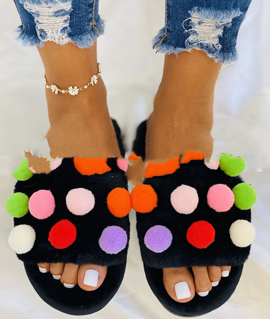 Flat-bottomed Plush Plus Size Women's Slippers For Home Outing