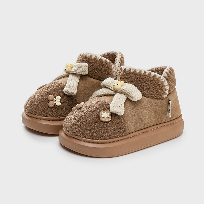 Height Increasing Non-slip Thick Bottom And Warm Keeping Cotton Slippers