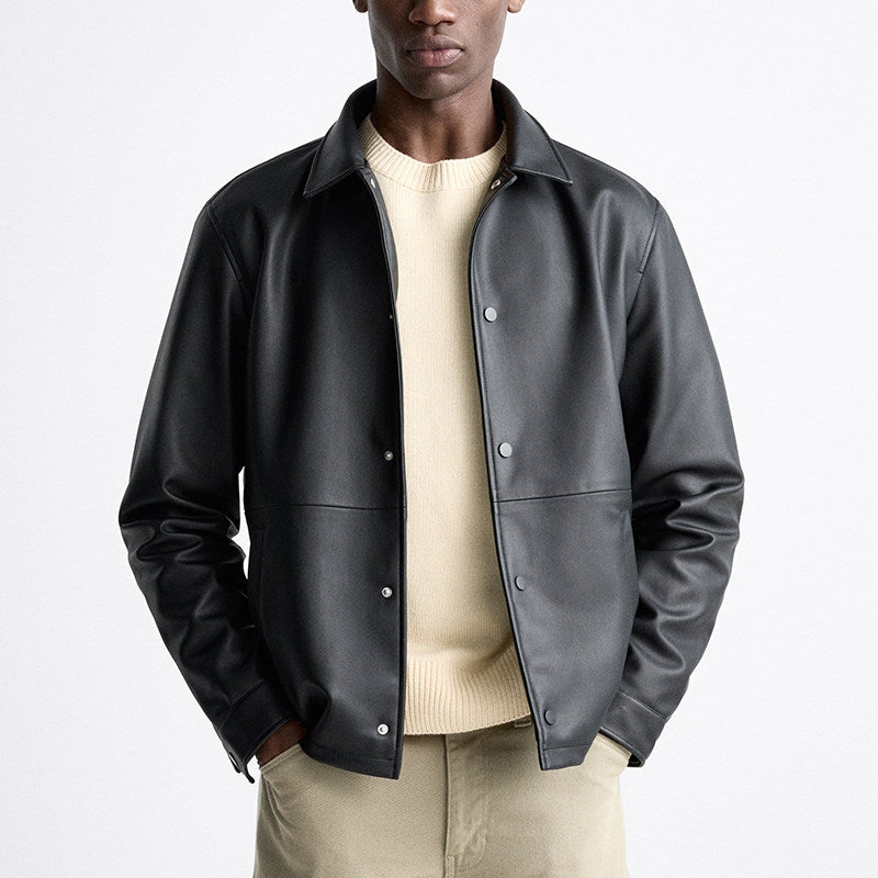 Mens Outerwear Casual Leather Jacket