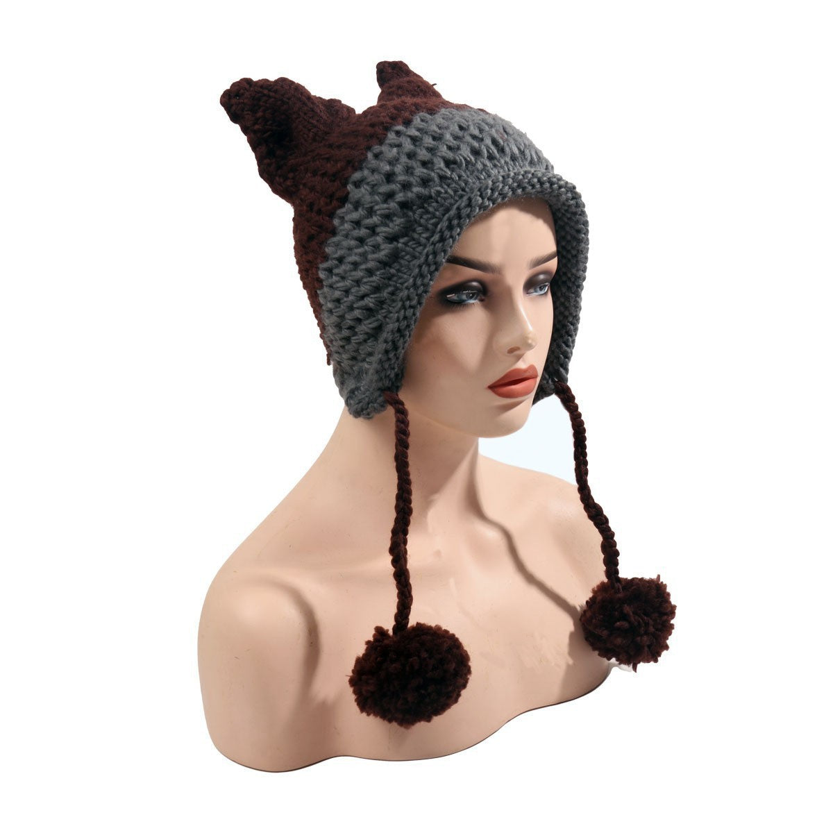 Fox Hat Colorblock Ear Fur Ball