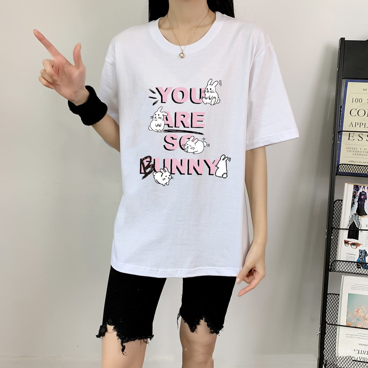 Rabbit Cotton Schoolgirl Short Sleeve Top