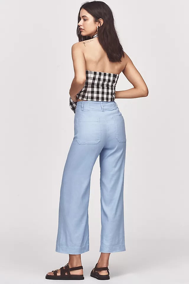 Casual Pants Straight High Waist Wide Leg Cropped Women's Pants