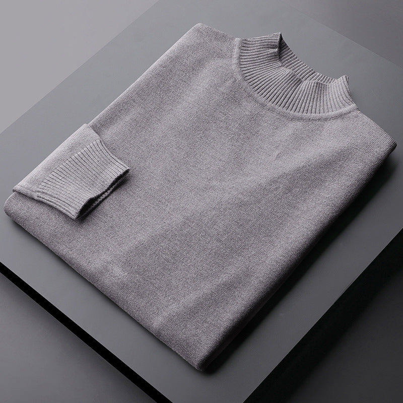 Langærmet sweater mænds efterår og vinter termisk hovedbeklædning halv rullekrave