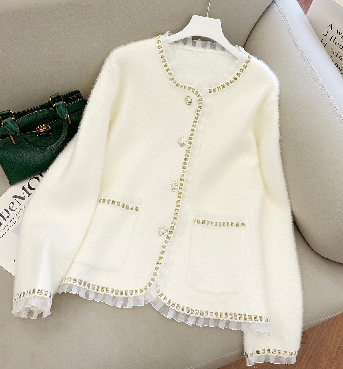 Cardigan niche manteau velours vison style western haut de gamme