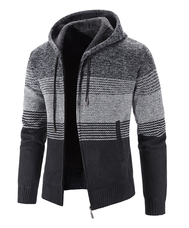 Hættetrøje i tyk fleece-cardigan