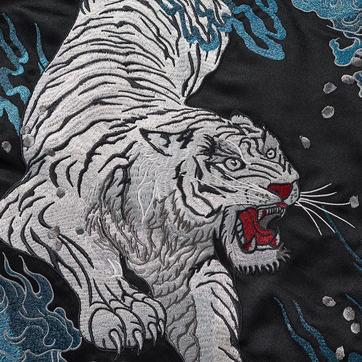 Kraftig Broderet Mægtig Tiger Nedfart Design Herre Casual Baseball Jakke