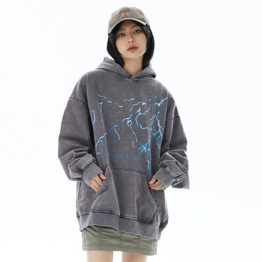 American Style Hip Hop Washed Oversize Hooded Sweater For Men