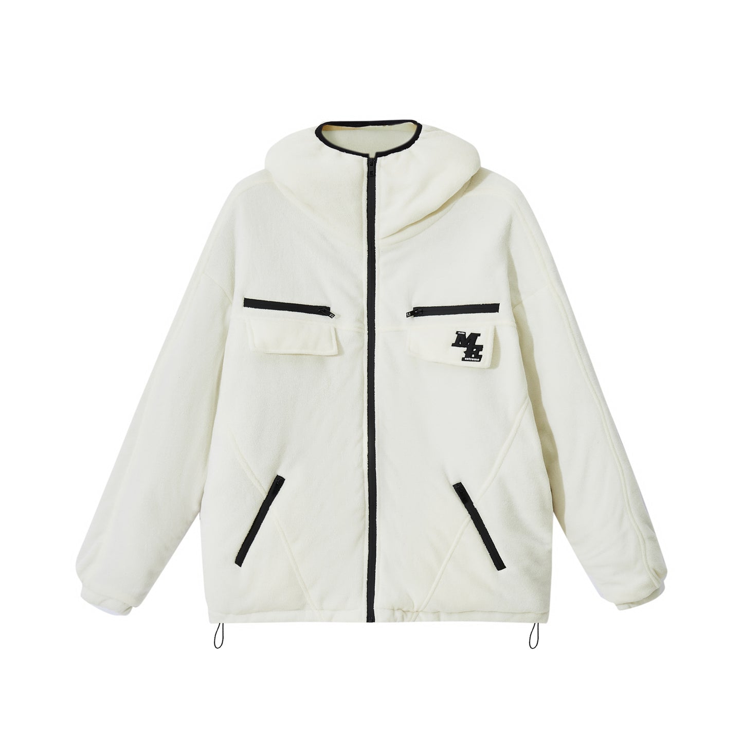 Street Tricolor Basic Drawstring Fleece Padded Jacket