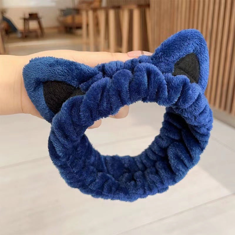 Cat Ears Headband Women's Face Wash Mask Headband