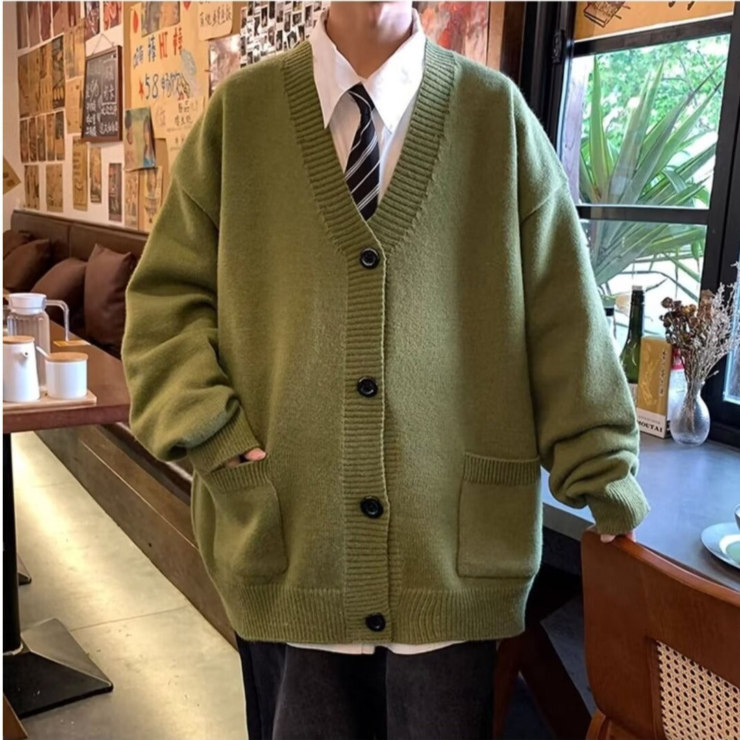 Cardigan i japansk, afslappet stil, løstsiddende, alsidig sweateroze