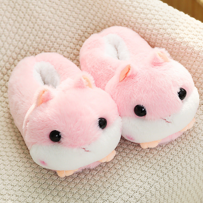 Cute Plush Cotton Slippers Women's Confinement Household