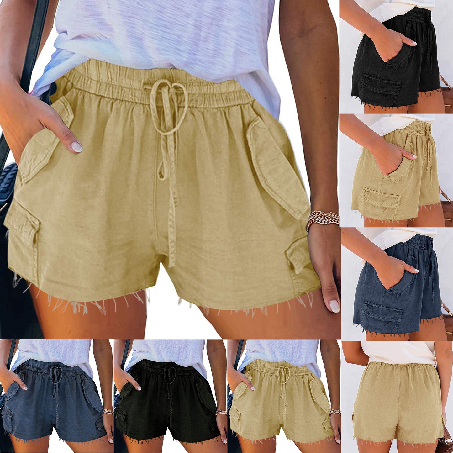 Casual Wide-leg Pants High-waist Loose-fitting Shorts