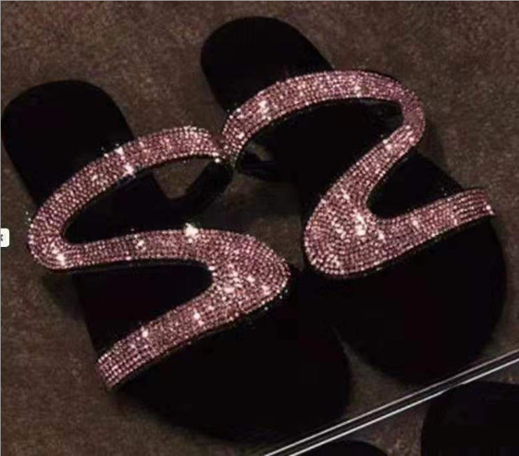 Women's Casual Cross-border Plus Size Foreign Trade Rhinestone Slippers