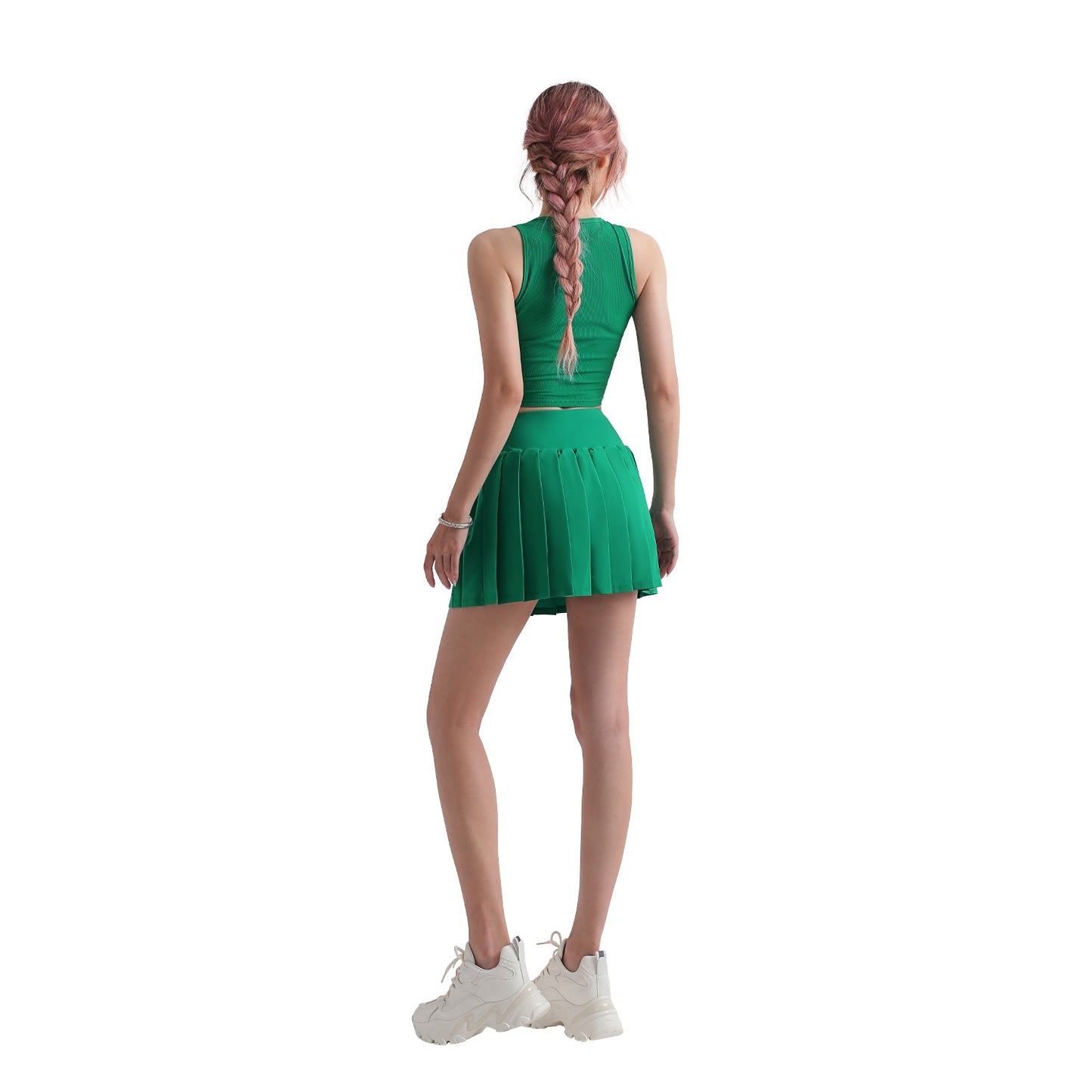 Pleated Anti-exposure One-piece Fitness Running Sports Skirt