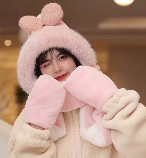 Winter Hat And Scarf Integrated Plush Insulation