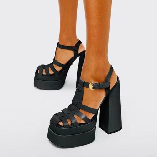Women's Toe Braided Roman High Heel Sandals