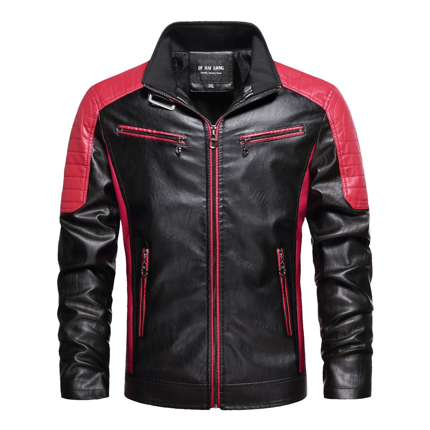 New European And American Style Youth Men's Thin Leather Jacket With Stand-up Collar Slim Fit Jacket