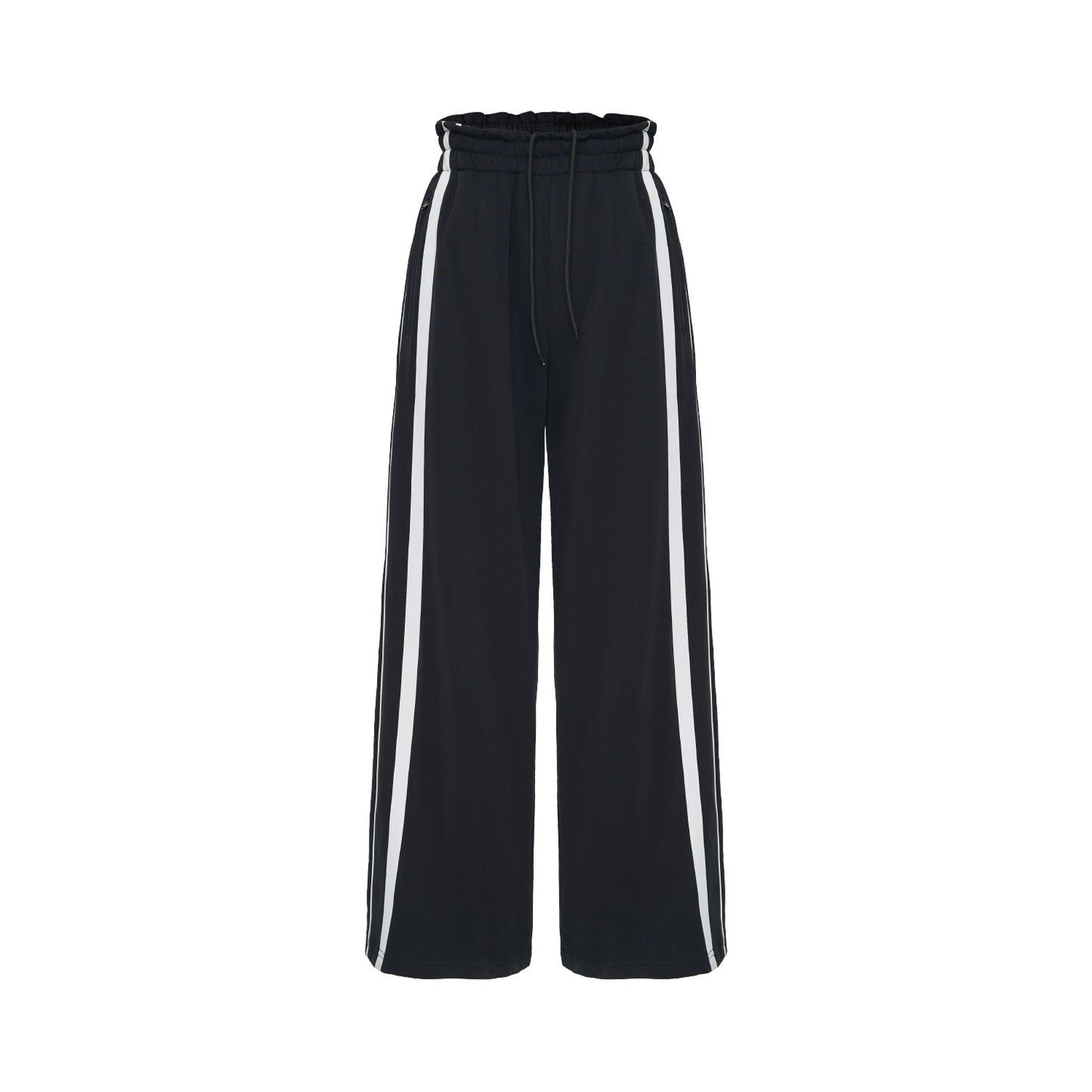 Women's Elastic Belt Loose High Waist Mopping Sweatpants With Wooden Ears