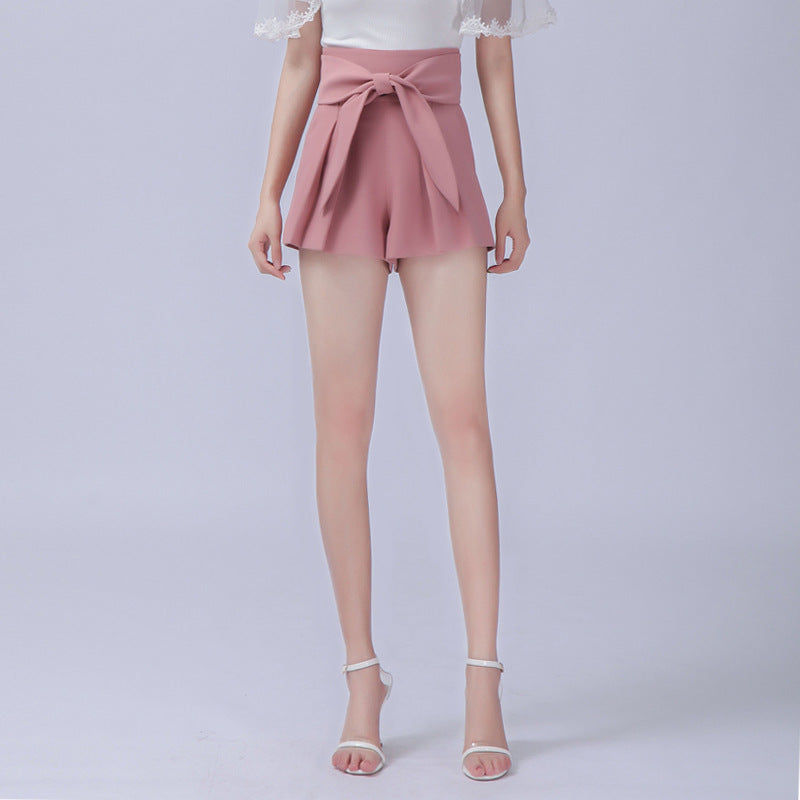 High Waist Shorts With Detachable Belt Pleats Casual