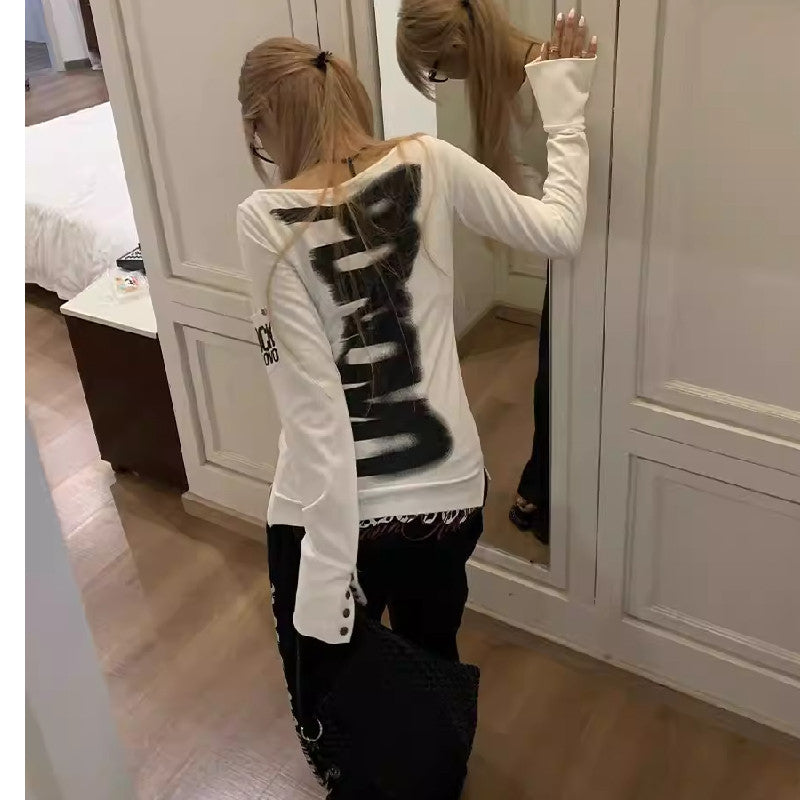 Dame ny stilfuld, alsidig langærmet T-shirt til efterår/vinter