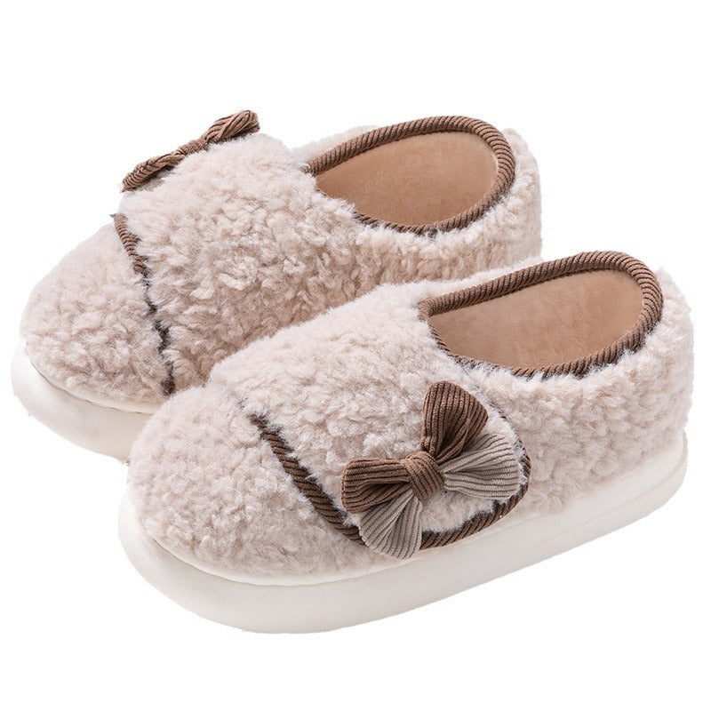 Indoor Home Warm Non-slip Fluffy Slippers Female