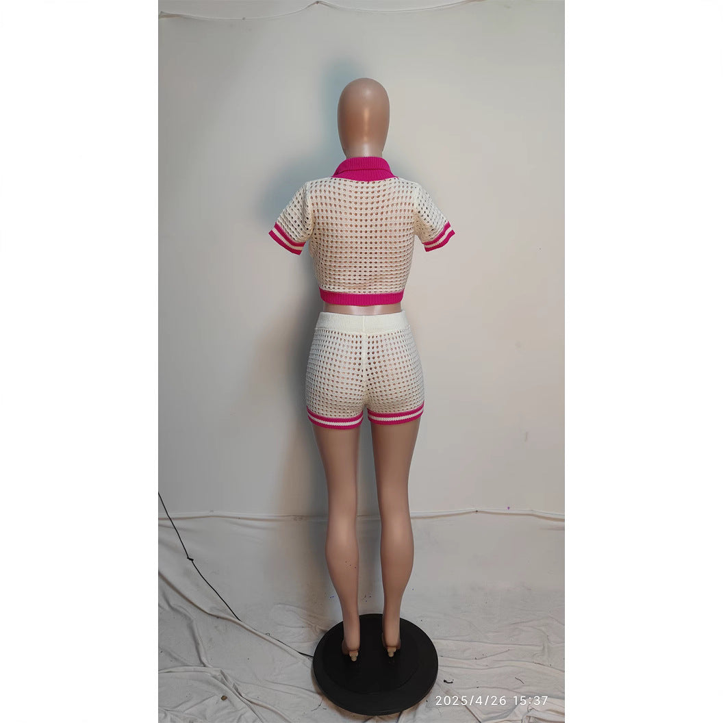 Women's Sexy Knitted Shorts Set For Ladies