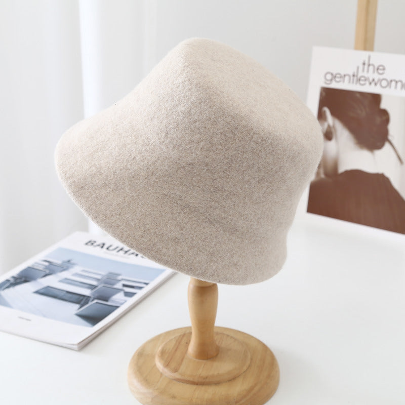 Wool Fisherman Hat Flat Top Foreign Style Multicolor