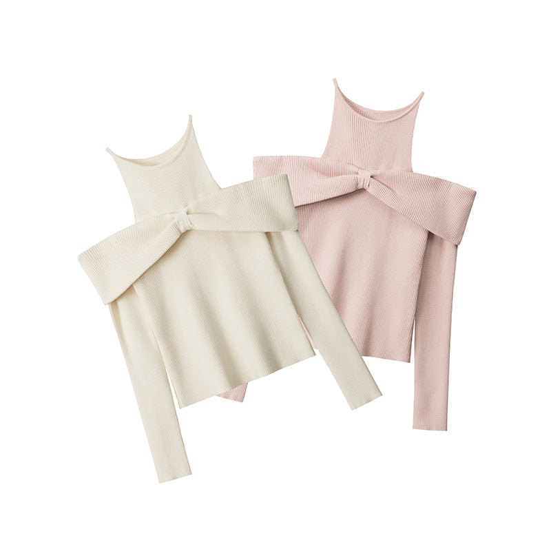 Off-neck High-end Design Pure Style Sweater