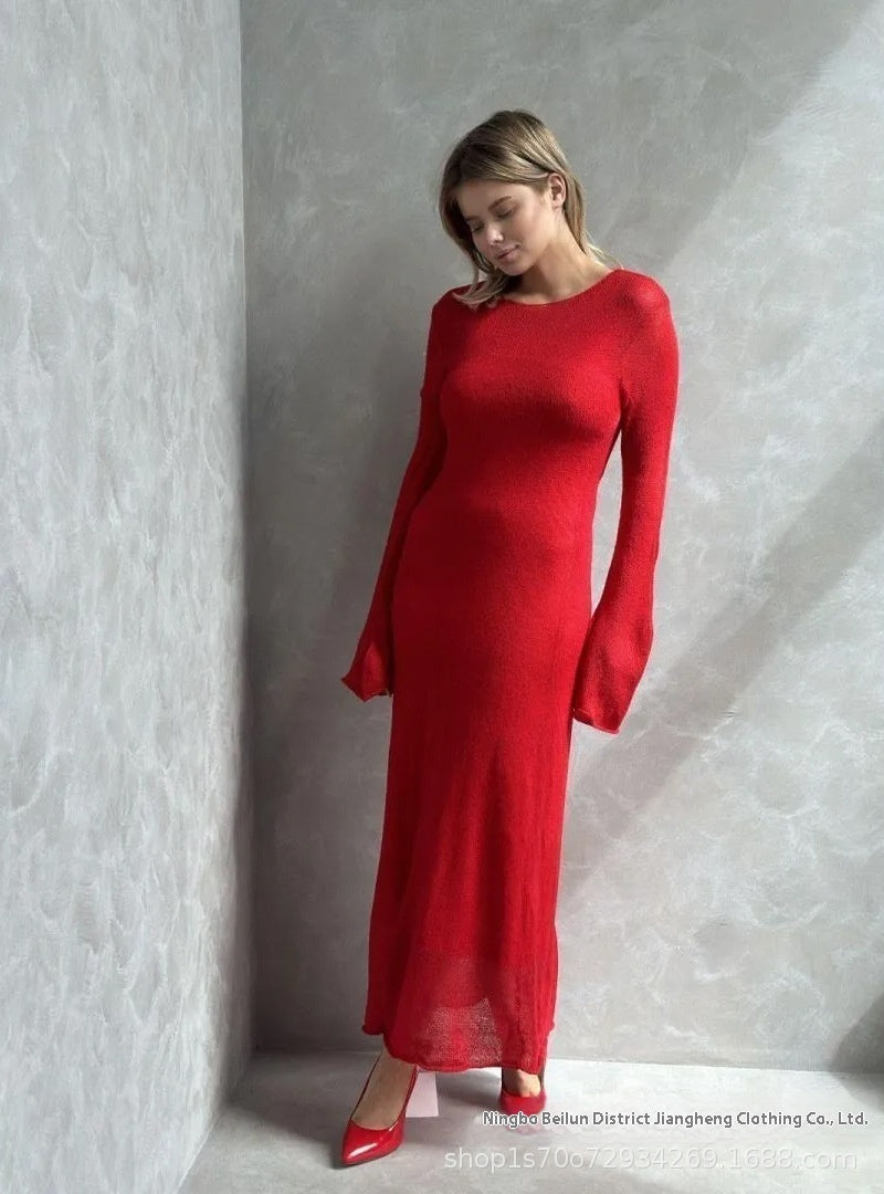 See-through Slim-fit Dress Vest Two-piece Set