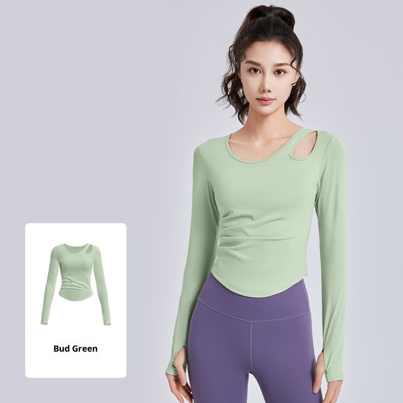 Udhulet Rynket Slim-fit Pilates Træning Fitness Yoga Top