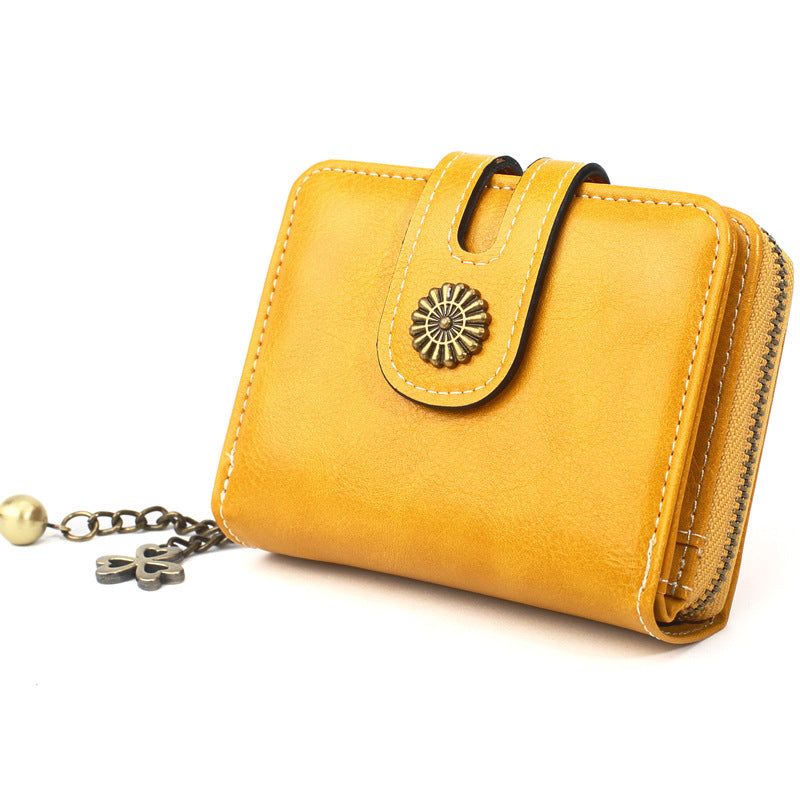 Oily Leather Storage Coin Purse Women's Pendant Small Card Holder