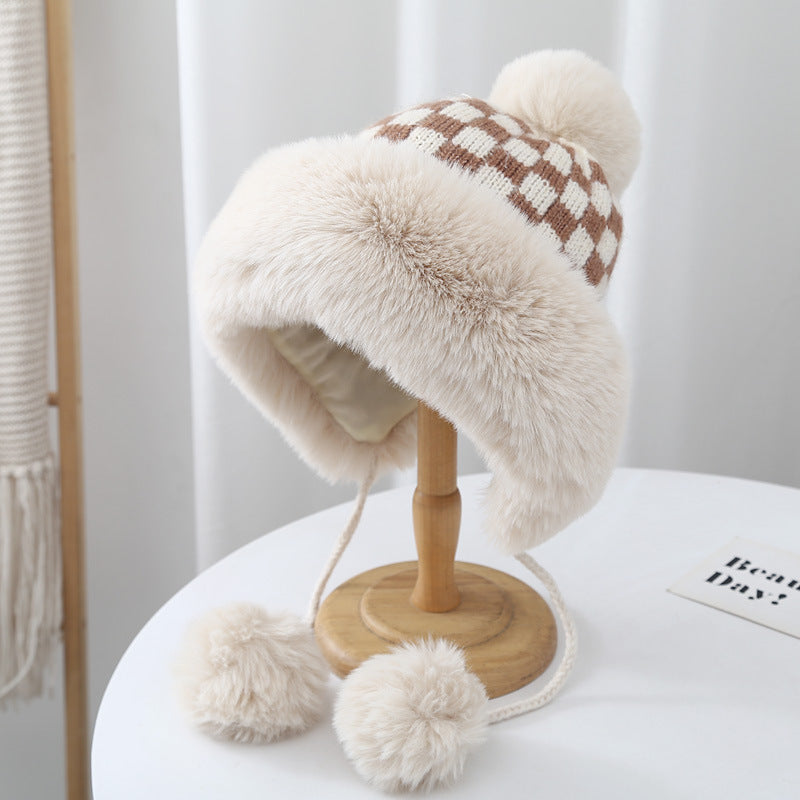 Korean Checkerboard And Fuzzy Lei Feng Hat