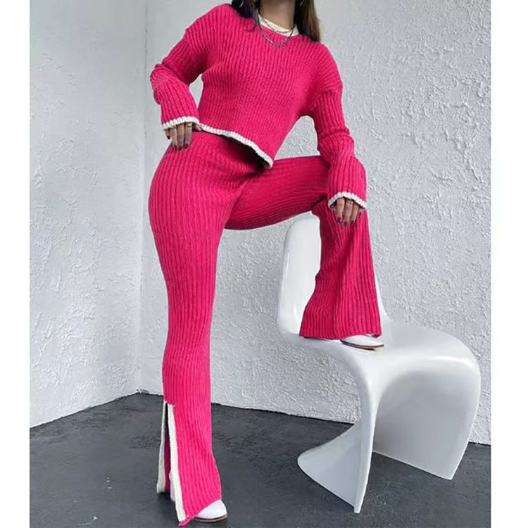Knitted Top And Trousers Two-piece Set Sweater