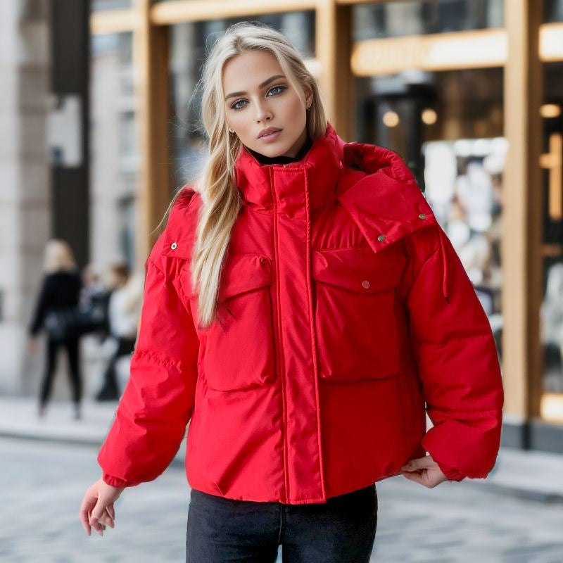 Popular Workwear With Pocket Cotton-padded Jacket Women's Short High-looking