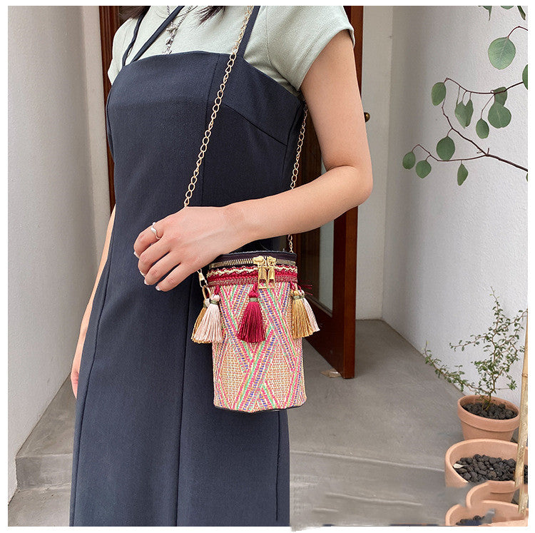 Ethnic Style Bag Female Fashion Hand-held Chain Weaving