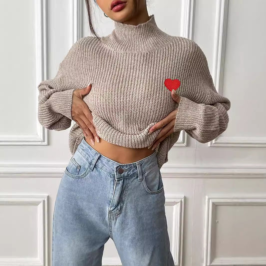 Half Turtleneck Pullover Mixed Color
