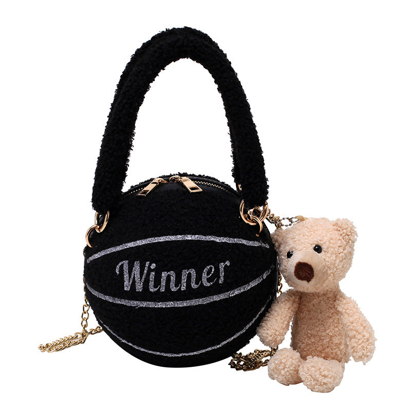 Personality Lamb Hair Basketball Bag Female