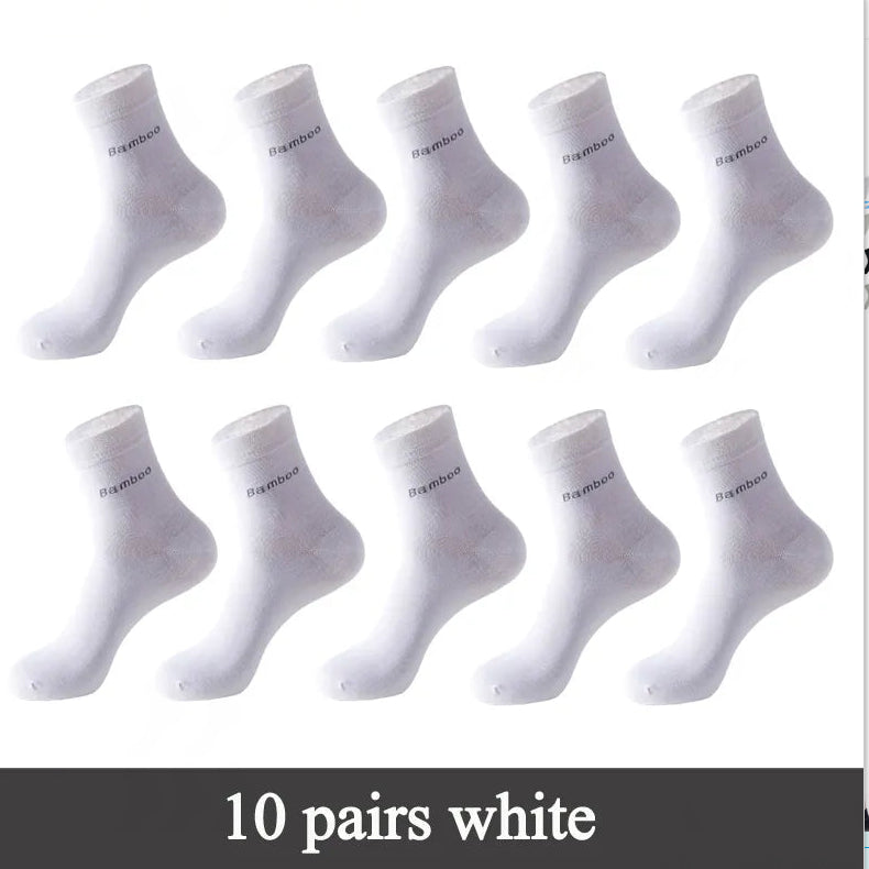 Socks Solid Color Socks Men's Mid-tube Bamboo Fiber Socks Men