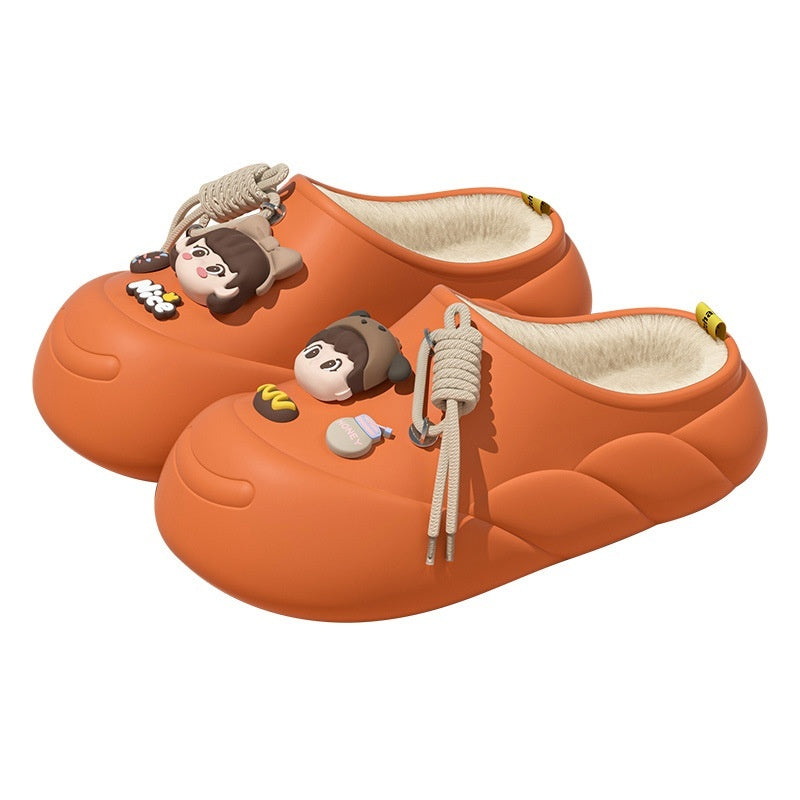 Poop Feeling Winter In Stock Soft Bottom Cartoon Waterproof Toe Cap Cotton Slippers