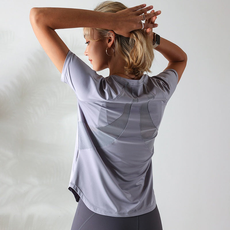 Quick-drying Mesh Stitching Workout Clothes Top For Women