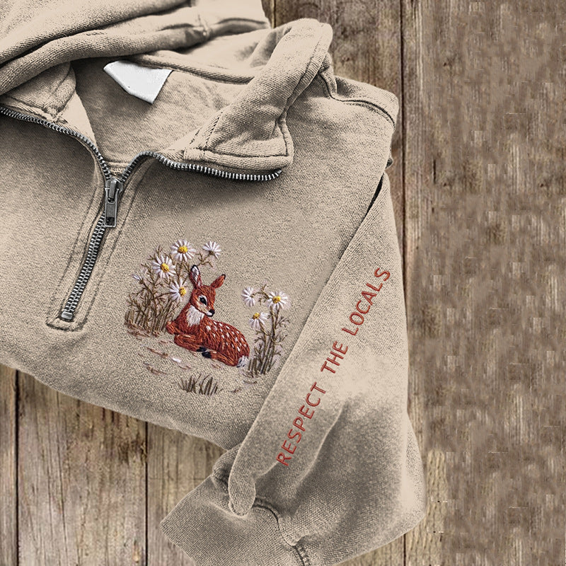 Lapel Half-zip Long-sleeve Casual Hoodie