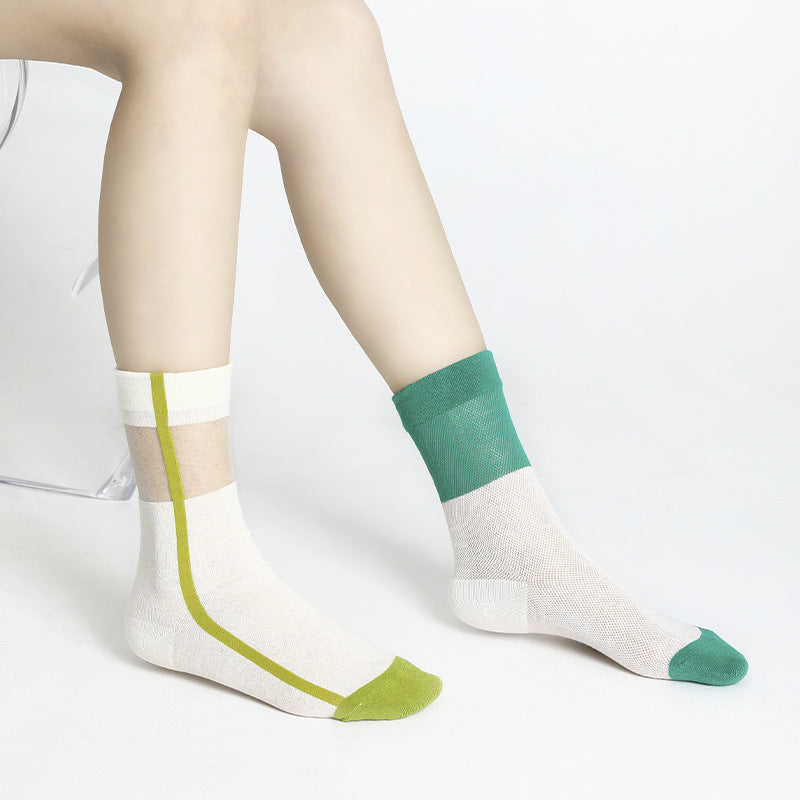 Women's Thin Breathable Spun Glass Simple Cotton Sock