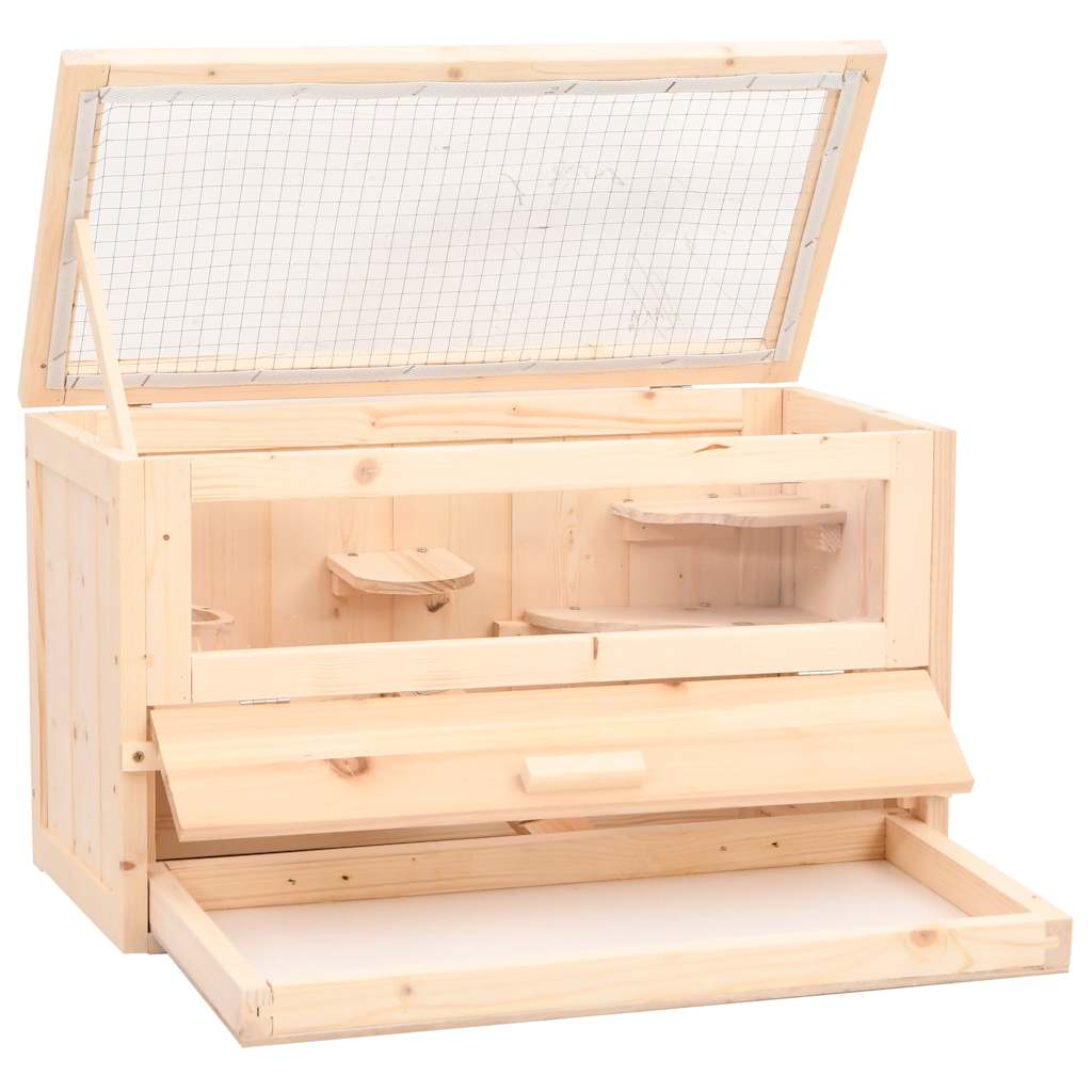 Hamster Cage 60x30x35 cm Solid Fir Wood