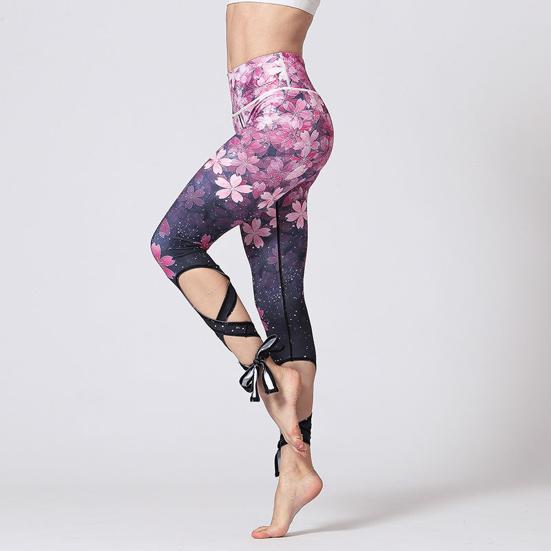 New European And American Nine-point Bandage Yoga Pants