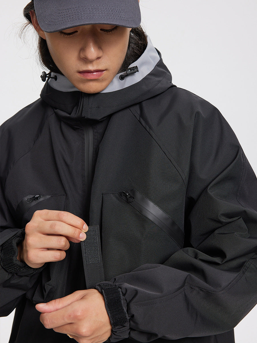 Men's Fashion Retro Contrast Color Outdoor Shell Jacket