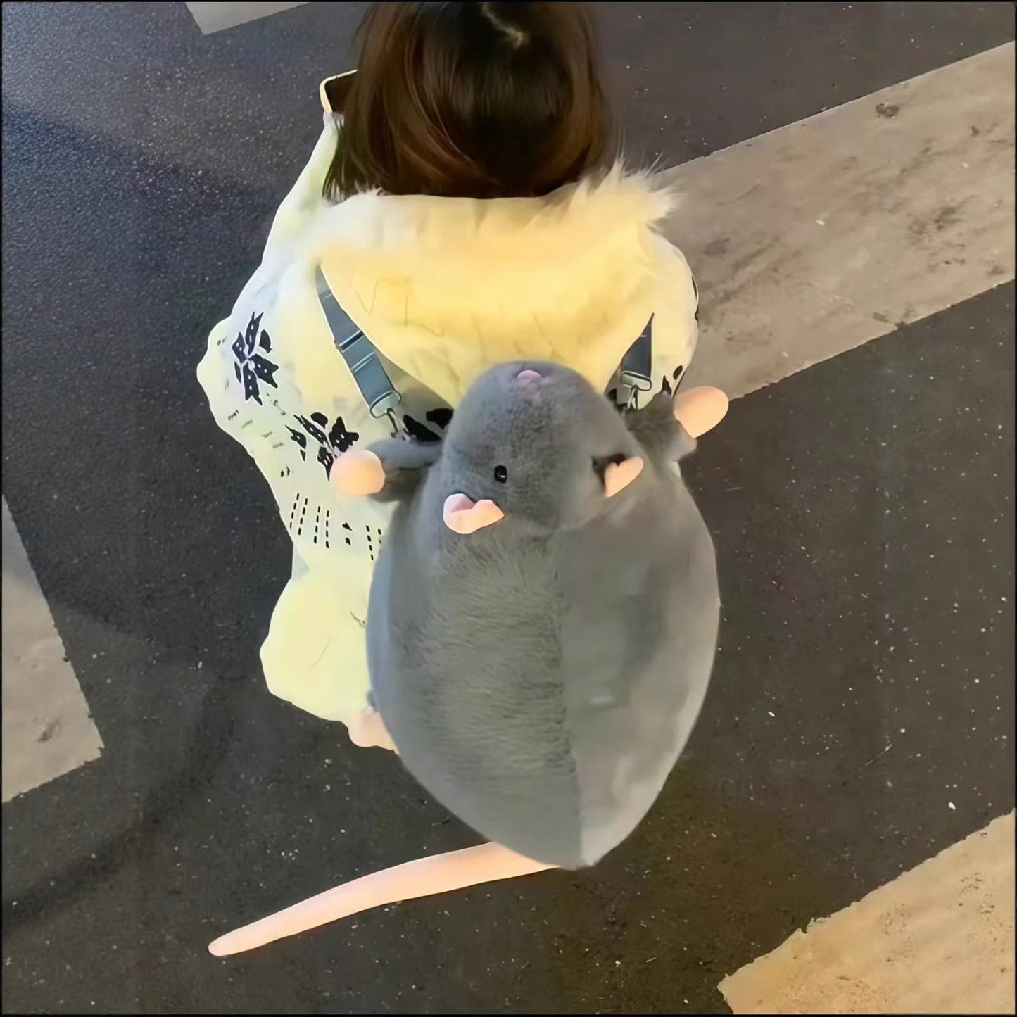 Cute Simulated Rat Backpack Plush Doll Shoulder Bag Creative Large-capacity Commuter