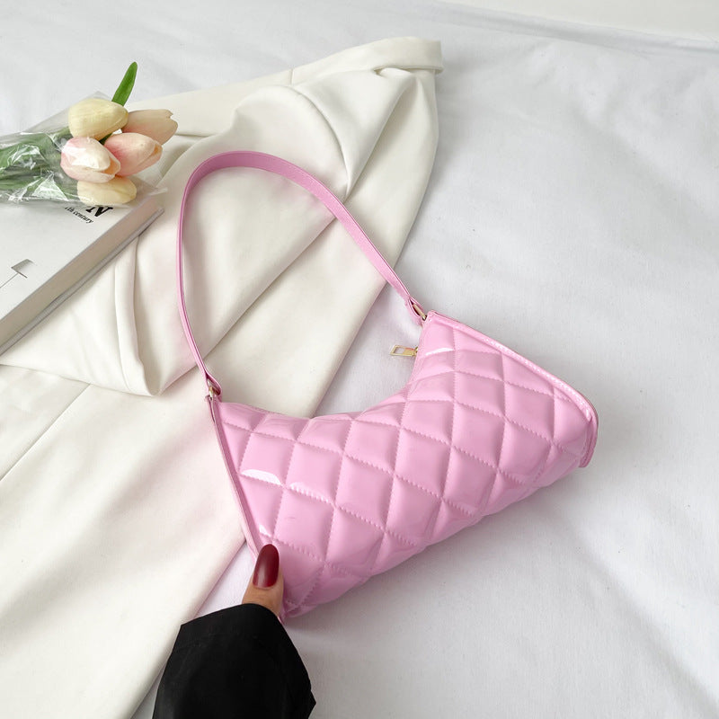 Women's New Fashionable Patent Leather Rhombus Shoulder Bag