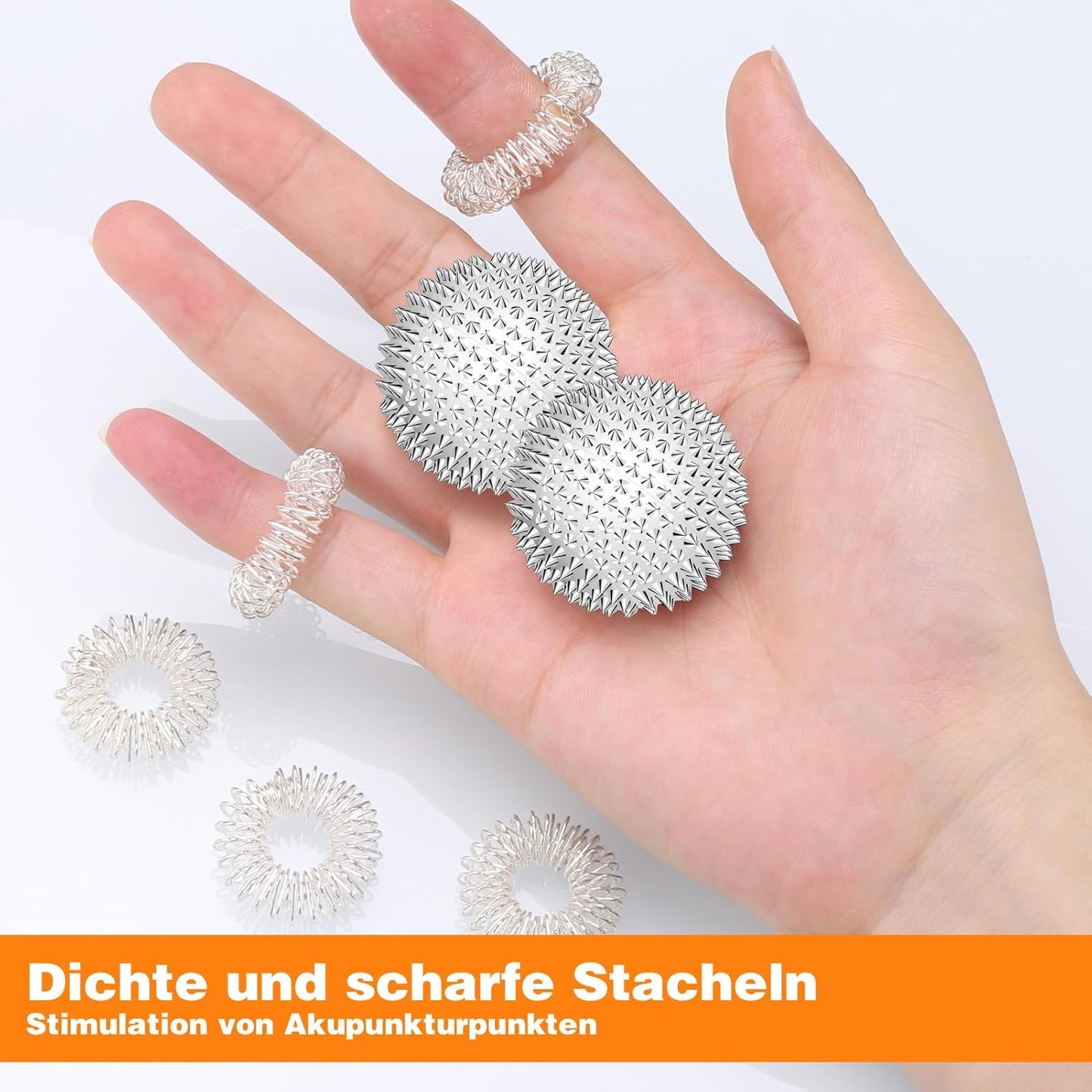 2Pcs Bolas Magnéticas De Acupresión, Bola De Masaje De Manos Con 5 Anillos De Masaje, Masaje Erizo Masajeador Bolas, Para Aliviar Las Manos Y Los Pies De Adultos Y Niños