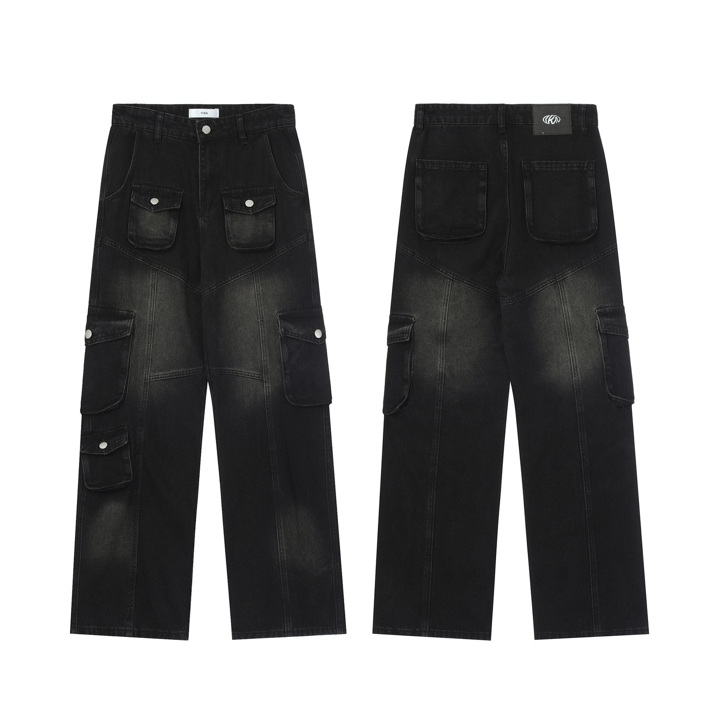 Men's Solid Color Multi-pocket Cargo Jeans