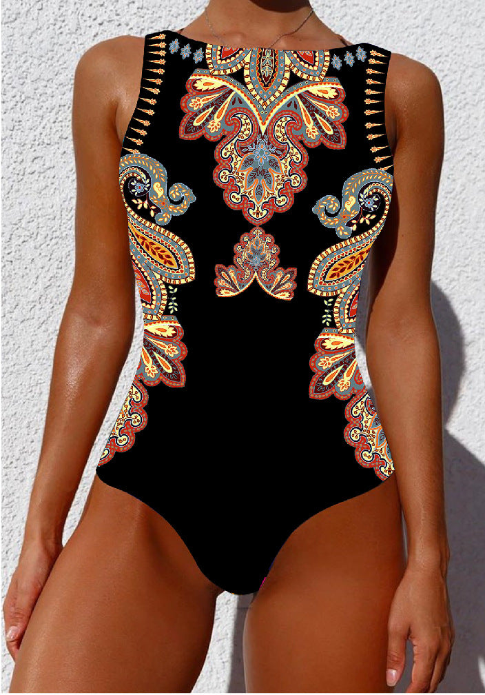 Women's Fashion Abstract Pattern Printed Swimsuit